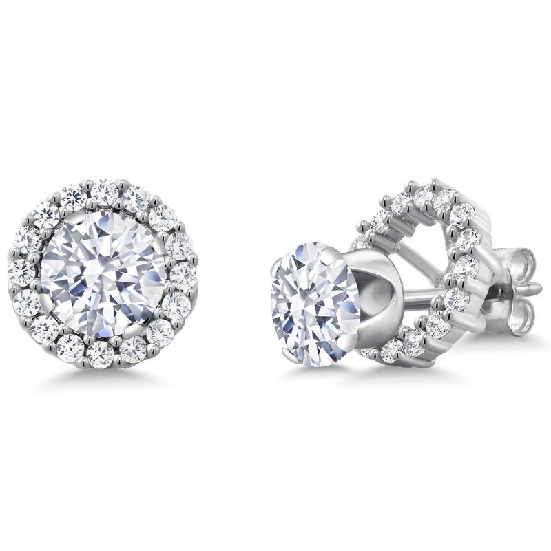 Gem Stone King 6MM Round Gemstone Birthstone Removable Jacket Stud Halo Earrings For Women | 925 Sterling Silver | Fine Jewelry Gifts for Her Mom Women Wife - Image 1
